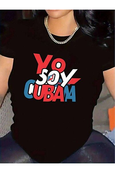 k222 تي شيرت نسائي كبير الحجم، تي شيرت فضفاض بتصميم I Am Cuban |   متين وخفيف...