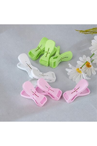 Re Cleme de rufe din plastic, set 12 bucăți, lungime 6 cm, cleme elastice cu ...