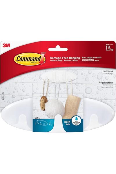 GENERAL Command Large Bathroom Towel Hanging Hook, Clear, Single Hook, 2kg We...