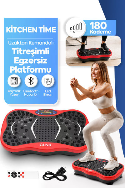 CLNK Kırmızı Vibro Vibration Plate – Titreşimli Egzersiz Aleti | Basen, Karın...