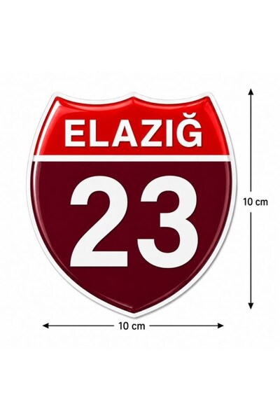 Redline Grafik Redlinegrafik Elazığ 23Plaka Kodlu 3D Kabartmalı Araç 1 Adet Sticker Etiket bordo beyaz Renk