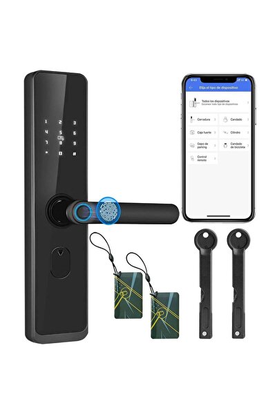 Generic Broască digitală smart, acces prin , WiFi, cod și cartelă, finisaj negru