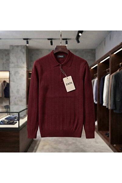 zs zaos fashion Men's Long-Sleeved Seasonal Polywool Sweater Regular Fit Knit...