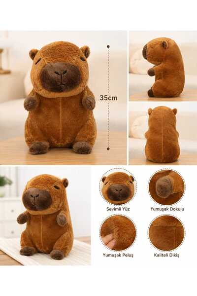 GİYİYORUM 35 CM SEVİMLİ KAPİBARA PELUŞ OYUNCAK -YUMUŞAK DOKULU KAHVERENGİ PEL...