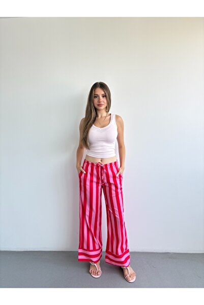 bbeox.com Çizgili Palazzo Pantolon