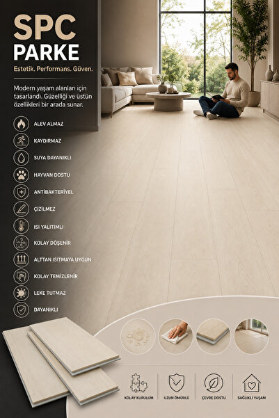 Zera Floor SPC Parke 4+1 mm Ahşap Desenli Suya Dayanıklı Kilitli Geçme Zemin ...