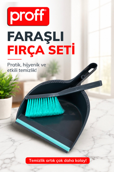Proff Faraşlı Fırça Seti Lastik Uçlu Pratik Mini El Süpürgesi ve Faraş Takımı