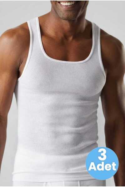 Tezzgelsin Men's White Cotton Camisole Undershirt 3 Pieces