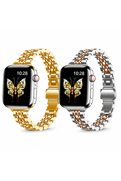O Ozone (Pack of 2) Slim Metal Straps Compatible With Apple Watch Series 10 |...