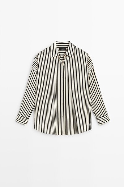 Massimo Dutti Çizgili dökümlü gömlek