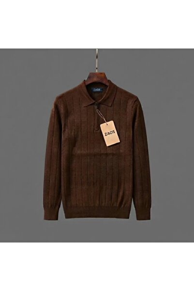 PULT Men's Long-Sleeved Zip-Up Basic Polywool Knit Sweater