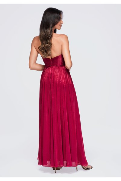Larica Rochie de seară maxi de damă, fără bretele, cu corset și fustă evazată
