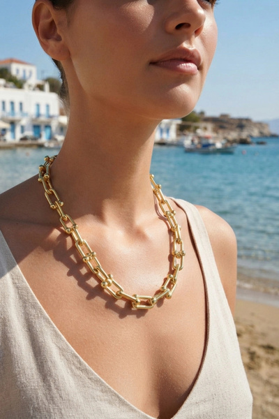 online kapsulavm avm alışveriş Gold Color Brass Tiffany Model Women's Necklace