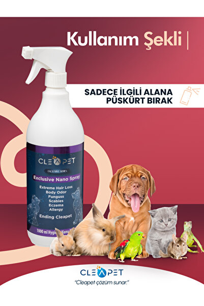 Cleapet Yara Mantar Karşıtı-Nano Deri Bakım Spreyi 1 LT-Kedi Köpek