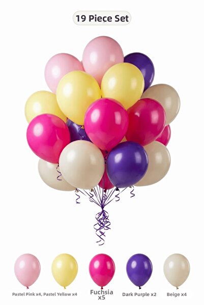 BALOMİS Ballet Themed Balloon Set Fuchsia Macaron Yellow 19 Pieces Girls Birt...