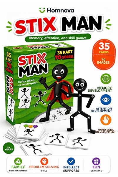 Homnova Stixman Hand-Eye Coordination Game – Educational Intelligence and Attention-Enhancing Card Game for Children (70 Tasks)
