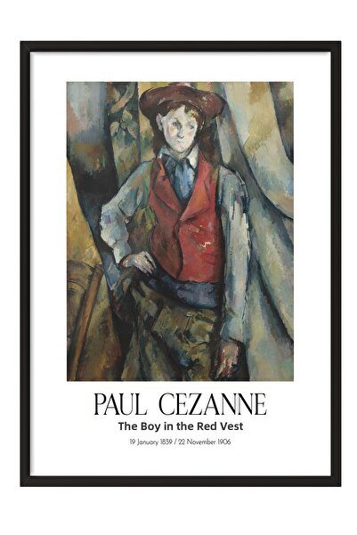 Postifull Paul Cezanne - the Boy in the Red Vest, Black Framed Art, Art Serie...