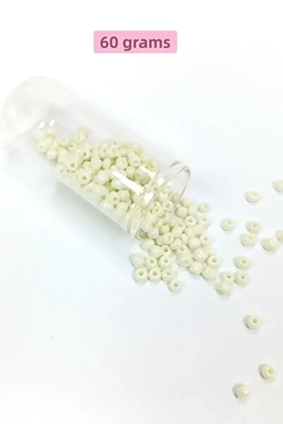 Mestore Bulk Glass Sand Beads Large Size (6/0) 4 mm - 60 Grams - Cream - Bnc107