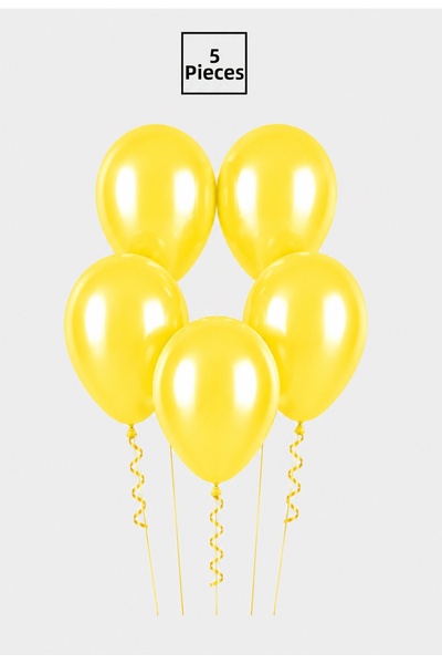 Balonsan Yellow Metallic Balloon 5 Pieces