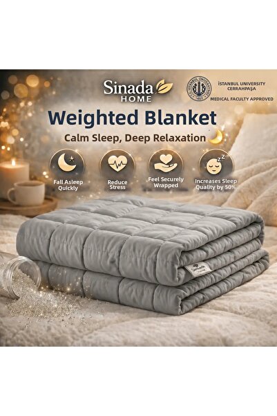 Sinada Weighted Hugging Blanket / Quilt 6 kg 82 Threads 100% Cotton Satin Fab...