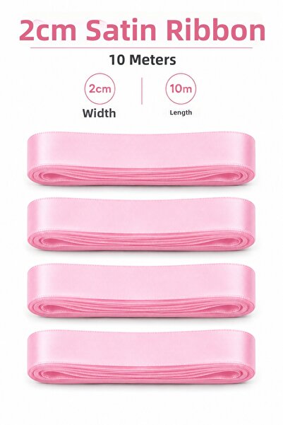 Organizasyon Pazarı Baby Pink Satin Ribbon 2cm 10 Meters Bobo Balloon Ornamen...