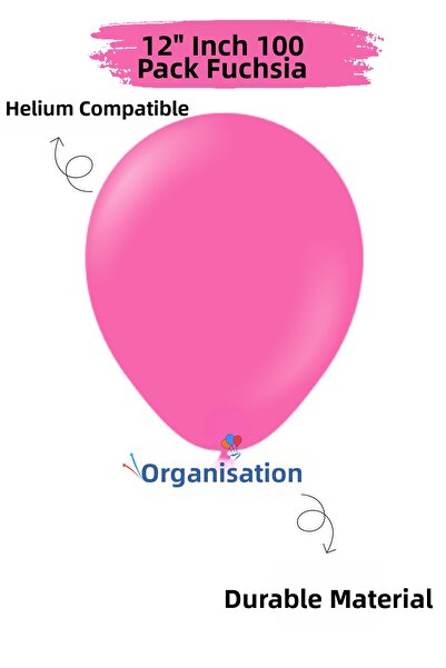 Organizasyon Pazarı Pack of 100 Balloons Fuchsia 12 Inch Decoration Party Dec...