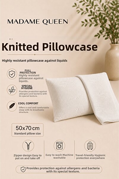 MADAME QUEEN Knitted Pillow Covers Water and Dirt Resistant Zippered Pillow P...