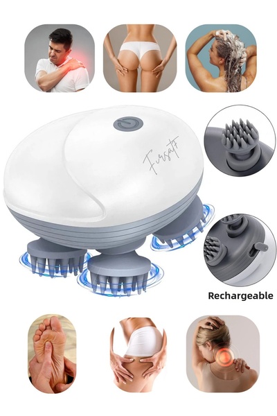 Fırsat7 Head Massager 4-Way Rotating Head Waist Neck Back Foot Whole Body Scalp Massage Tool