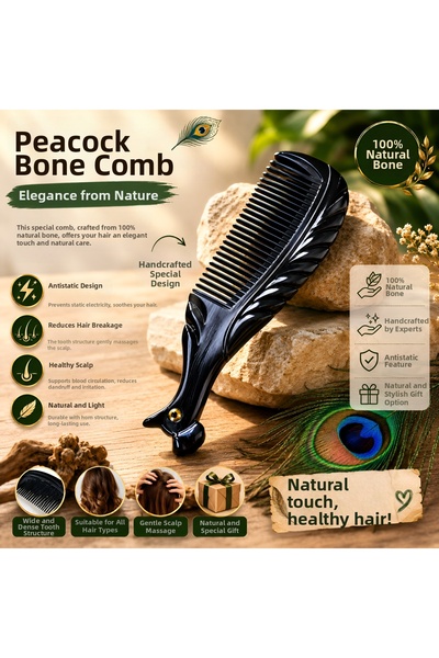 Wolawood Anti-Static Hair Lightening Comb Handmade Natural Comb Made of Horn ...