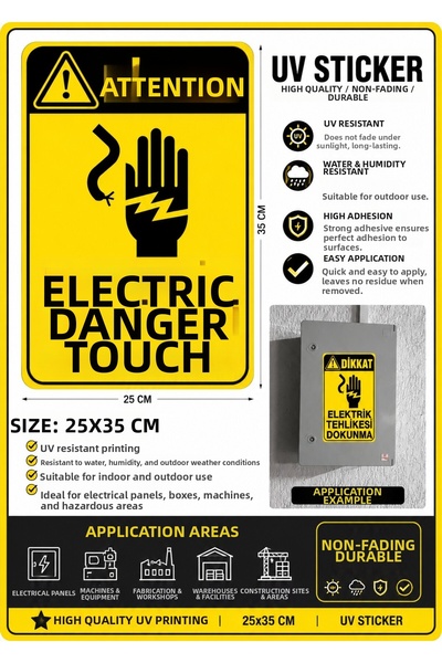 MSticker Electrical Hazard Warning Sticker 25X35 cm |   Uv Printing |   Water...