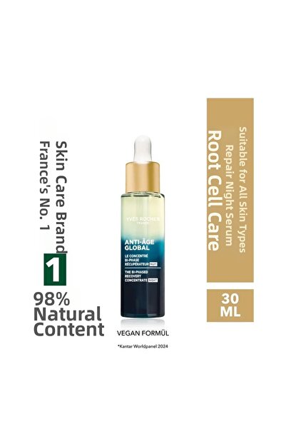 Yves Rocher Night Serum-Niacinamide&Hyaluronic Acid-Anti-Aging Plant Stem Cel...