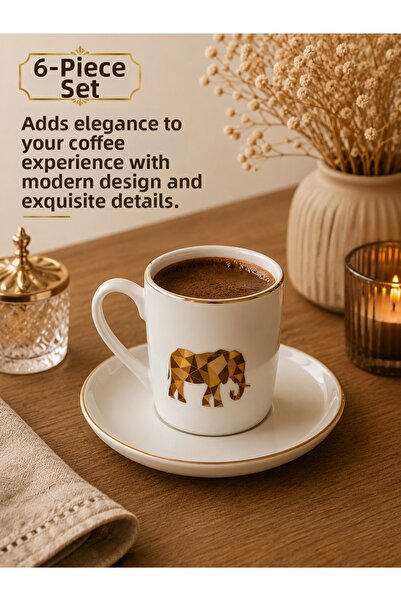 PİAURA Coffee Cup Set for 6 People, Coffee Cup Set