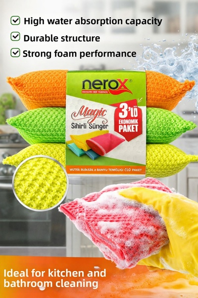 Generic Brand Nerox Magic Magic Sponge 3-Pack 1 Pack Multi-Purpose Cleaning S...