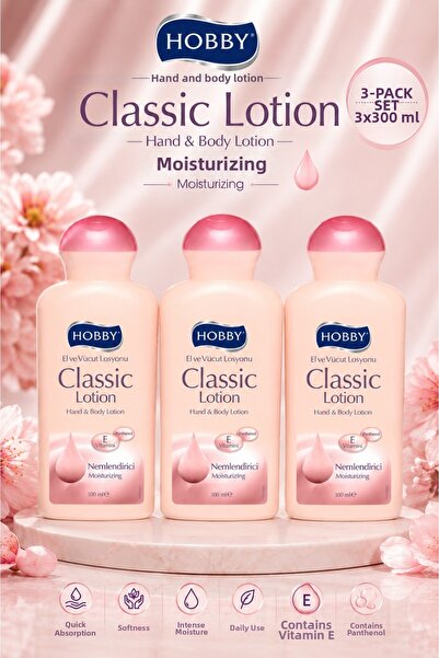 Hobby Classic Moisturizing Hand and Body Lotion 300ml 3 Pieces