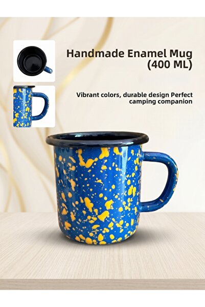 Elista Galaxy Series – Cobalt Blue Yellow Splash Retro Enamel Camping Mug (40...