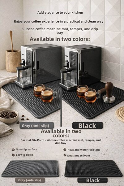 Anadolu Saray Silicone Coffee Machine Pad 30X45 cm Non-Slip Heat Resistant Ba...