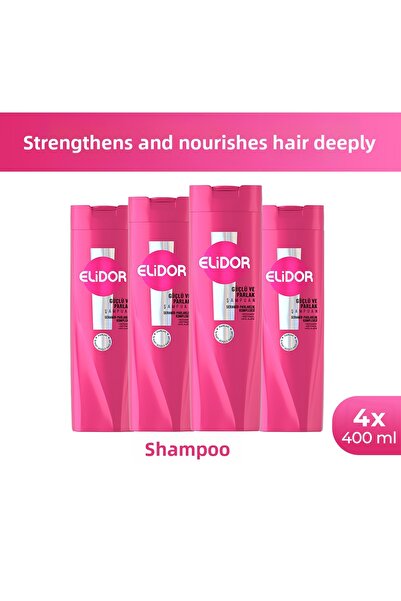 Elidor Hair Care Shampoo Strong and Shiny 400 ml X4