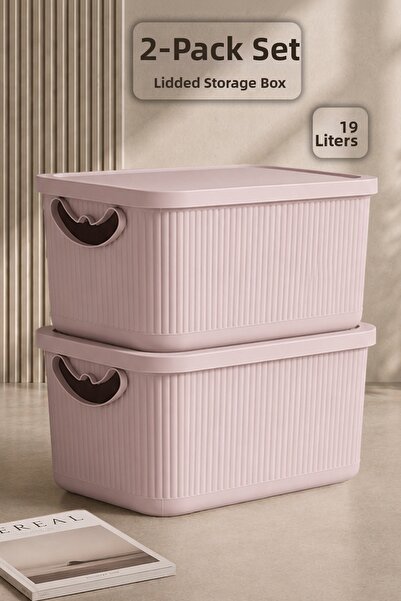 Meleni Home 2-Piece Storage Box with Lid - Multi-Purpose Decorative Organizer...