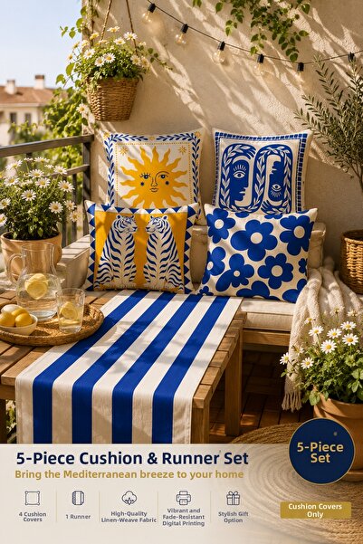 stellahomes Bohemian Mediterranean Patterned 4-Piece Throw Pillow Cover and R...