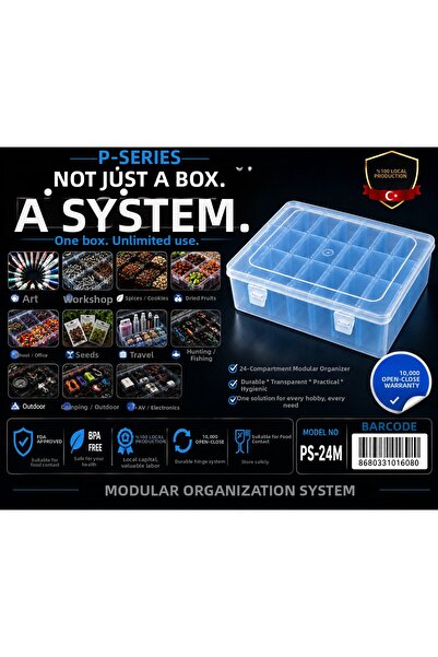COMPAXE مجموعة صناديق بلاستيكية شفافة زرقاء من سلسلة P-SERIES مكونة من 24 قطع...