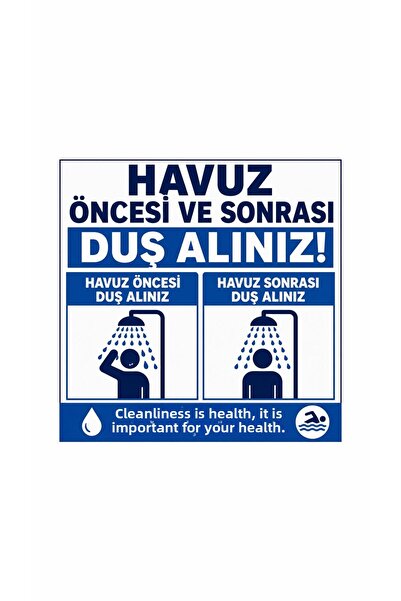 Gokco Pre and Post Pool Shower Warning Sign 15X15Cm Size
