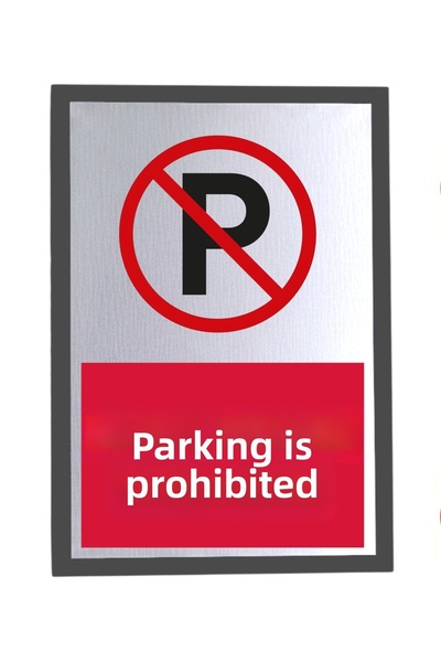 usin Metal Silver 14X20 cm Adhesive Red Please Do Not Park Warning Prohibitio...