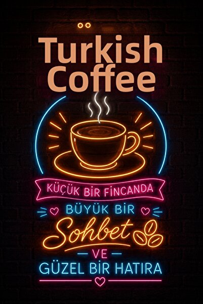 Lucena Pictură de perete cu cafea turcească în stil neon, ornament decorativ ...