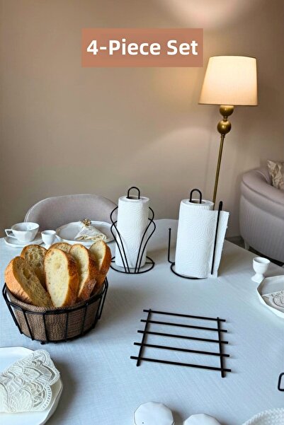 Edora Home مجموعة من 4 حاملات مناديل ورقية سوداء اللون على شكل بجعة، حامل منا...
