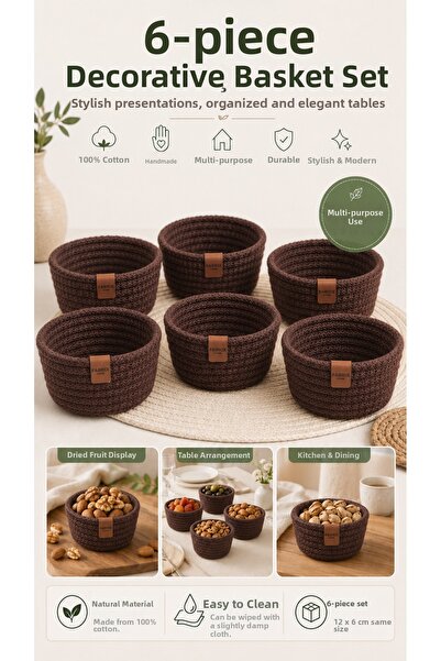 Fabrix Home Cotton Snack and Presentation Bowl Set Brown Color Handmade Decor...