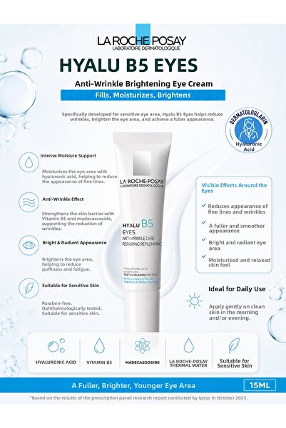 La Roche Posay Hyalu B5 Eye Contour Care Cream 15 ml - Anti-Wrinkle, Revitali...