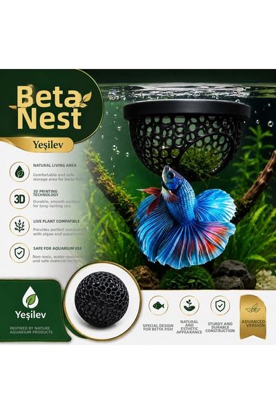 akvaryumlab Beta Fish Betta Resting Area & Breeding Nest (Black Color)