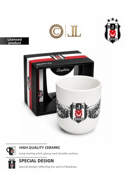 Beşiktaş كوب سيراميك بتصميم خاص مرخص من إنتاج جديد مع صندوق خاص