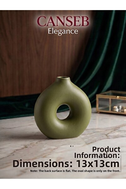 CANSEB Elegance 13×13 سم - فازة دونات زخرفية فاخرة - صناعة يدوية مرسومة باليد
