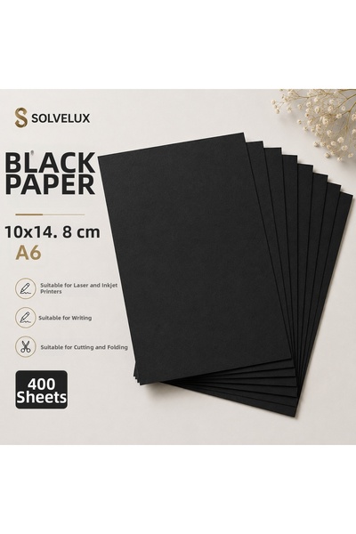 SOLVELUX ورق أسود A6 متوافق مع طابعة الورق، ورق للدعوات والهوايات والأعمال ال...